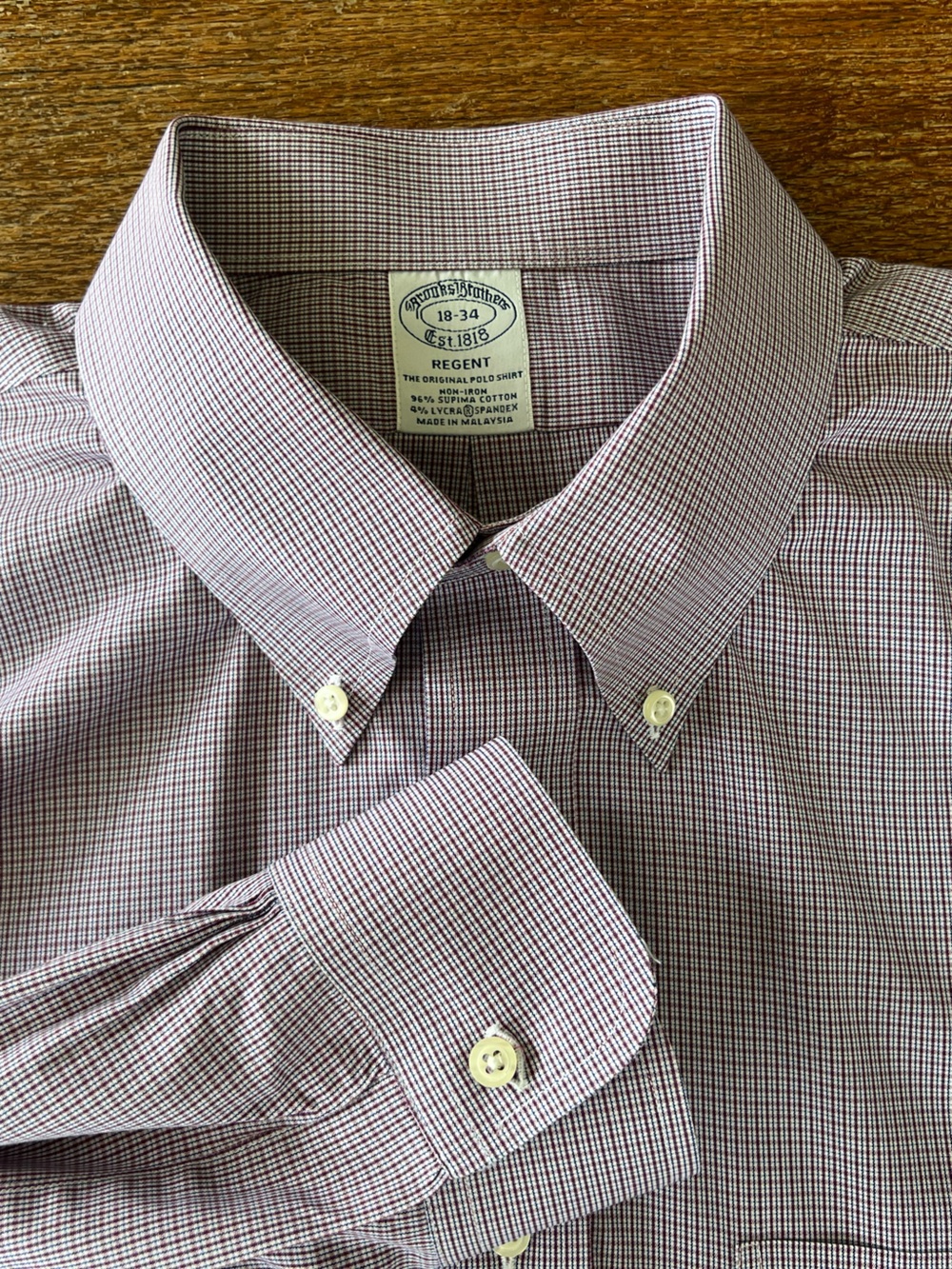 Brooks Brothers Regent Non Iron Shirt 18-34 Red White Micro Check Supima Cotton